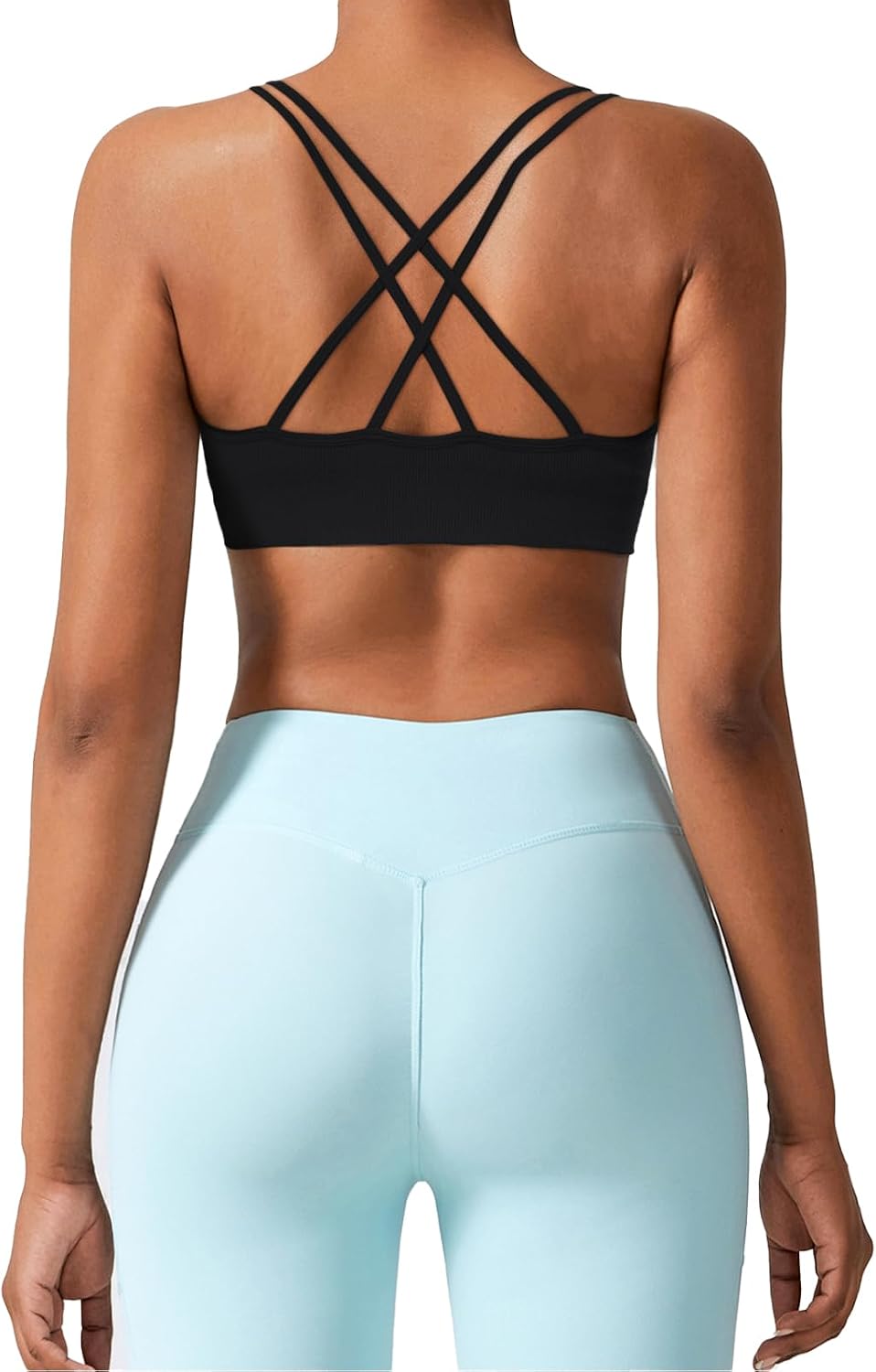 V Neck Sports Bras for Women Cross Back Workout Bra for Small Bust