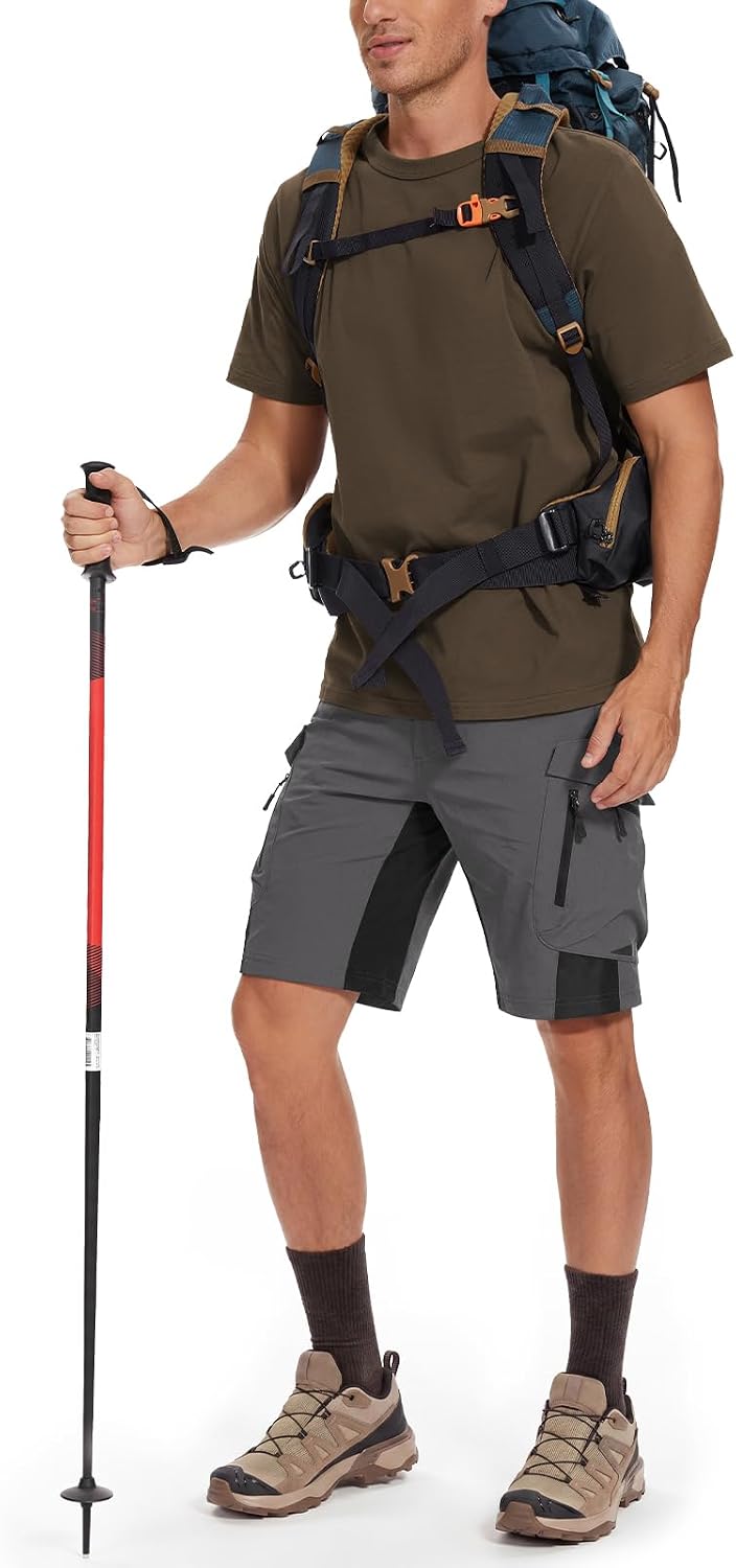 XKTTAC Men's Hiking Cargo Shorts: 4-Way Stretch with 6 Secure Pockets