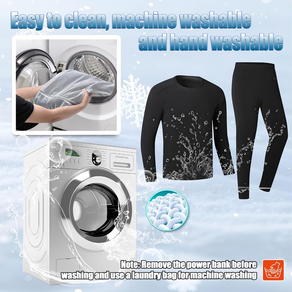 Heated Thermal Underwear for Men Women USB Charge 42 Zone Intelligent Heated Long Johns for Men Women & XS-4XL