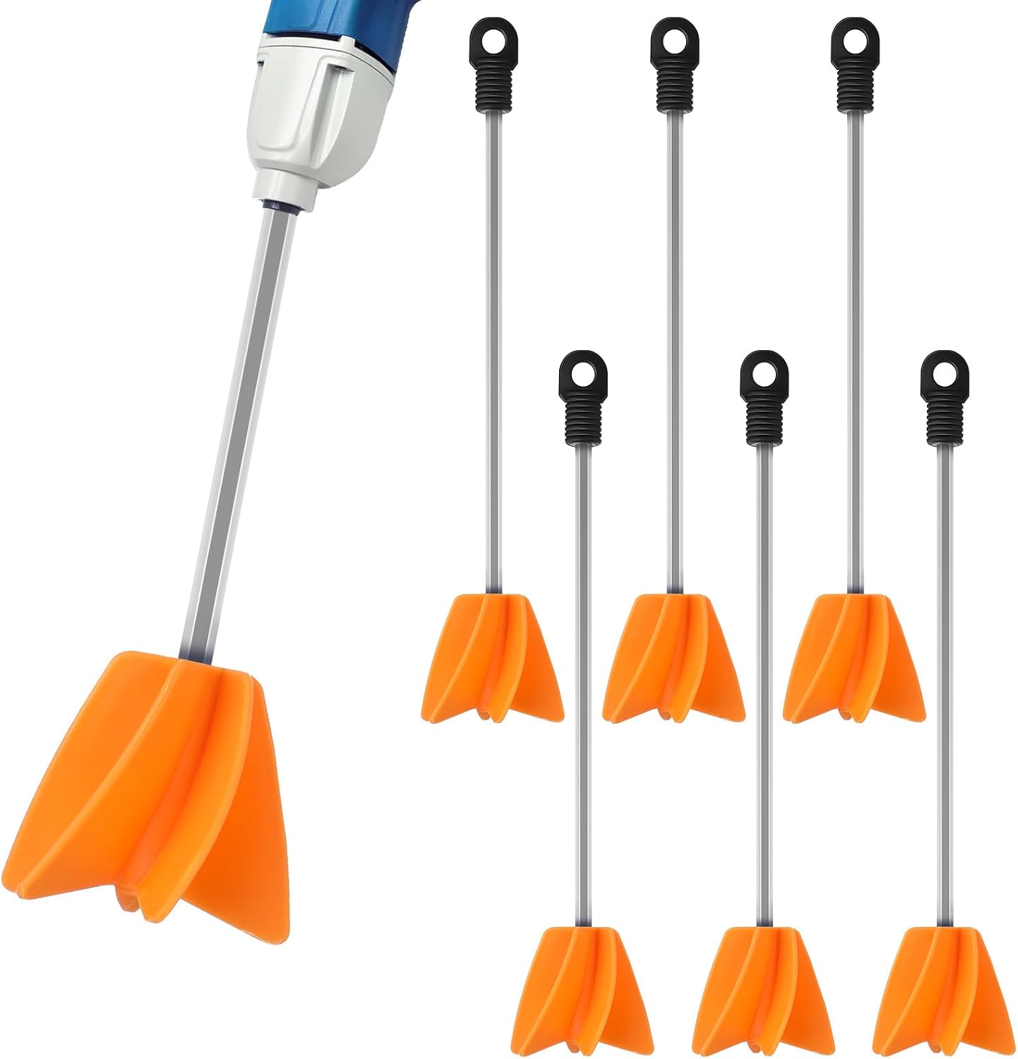 Loosh 11",6 Pcs Paint Stirrer for Drill, Paint Mixer Attachment,Orange