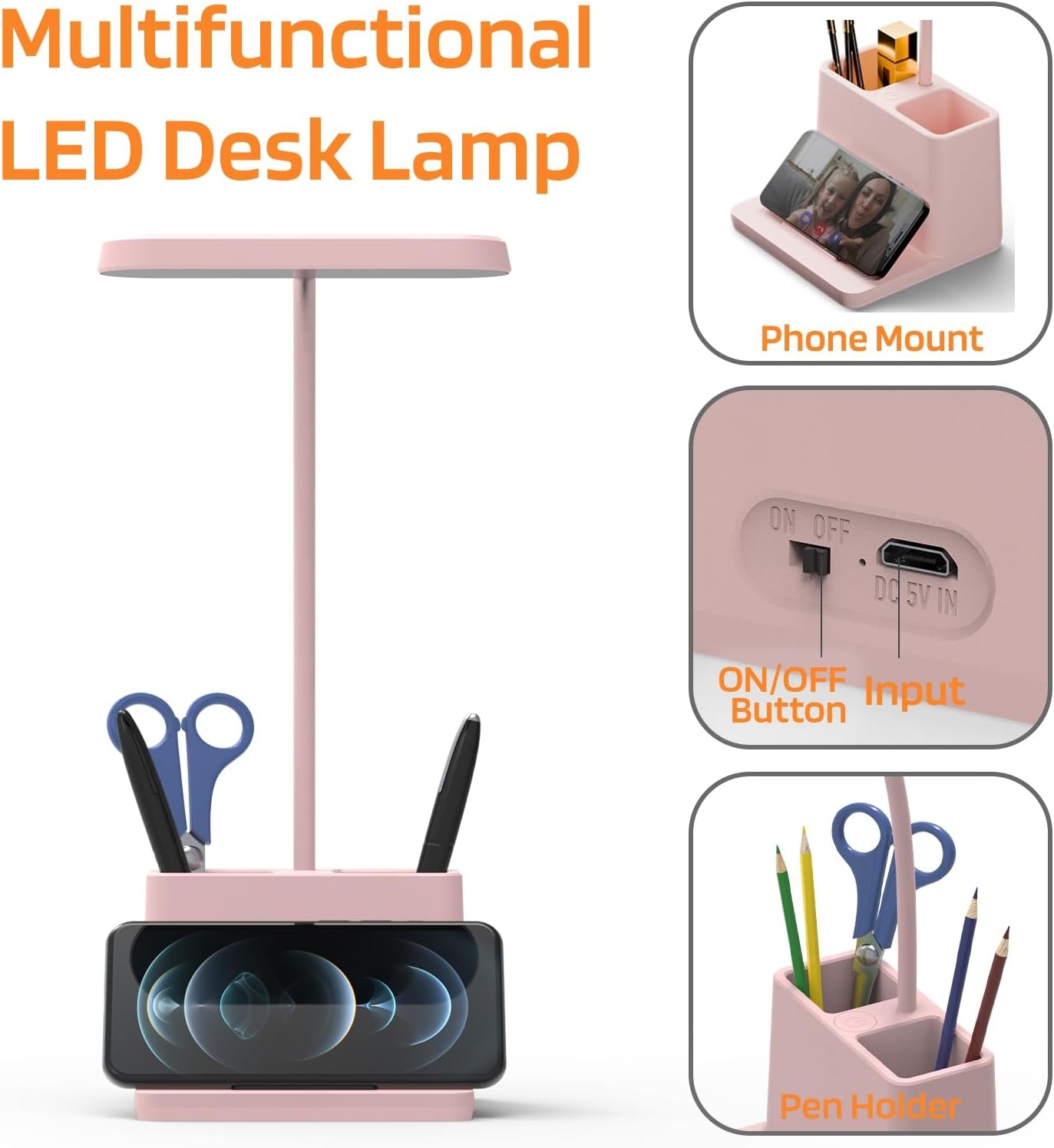AXX Cute Desk Lamp, Pink Table Light for Women, Teen Girls