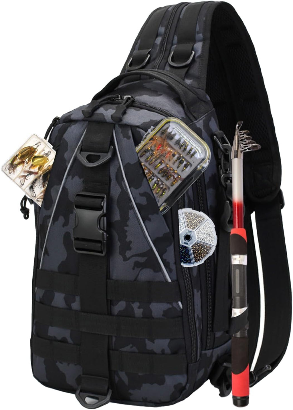 Fishing Tackle Backpack Lightweight Water-Resistant Rod Holder Bag