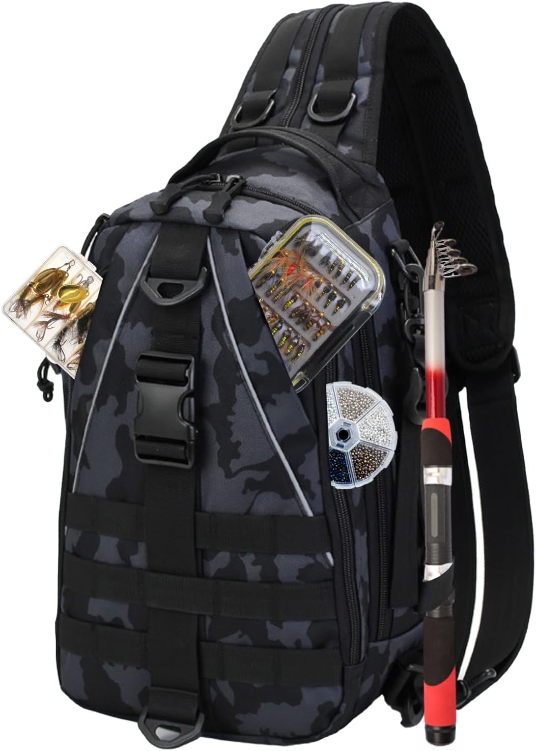 Fishing Tackle Backpack Lightweight Water-Resistant Rod Holder Bag