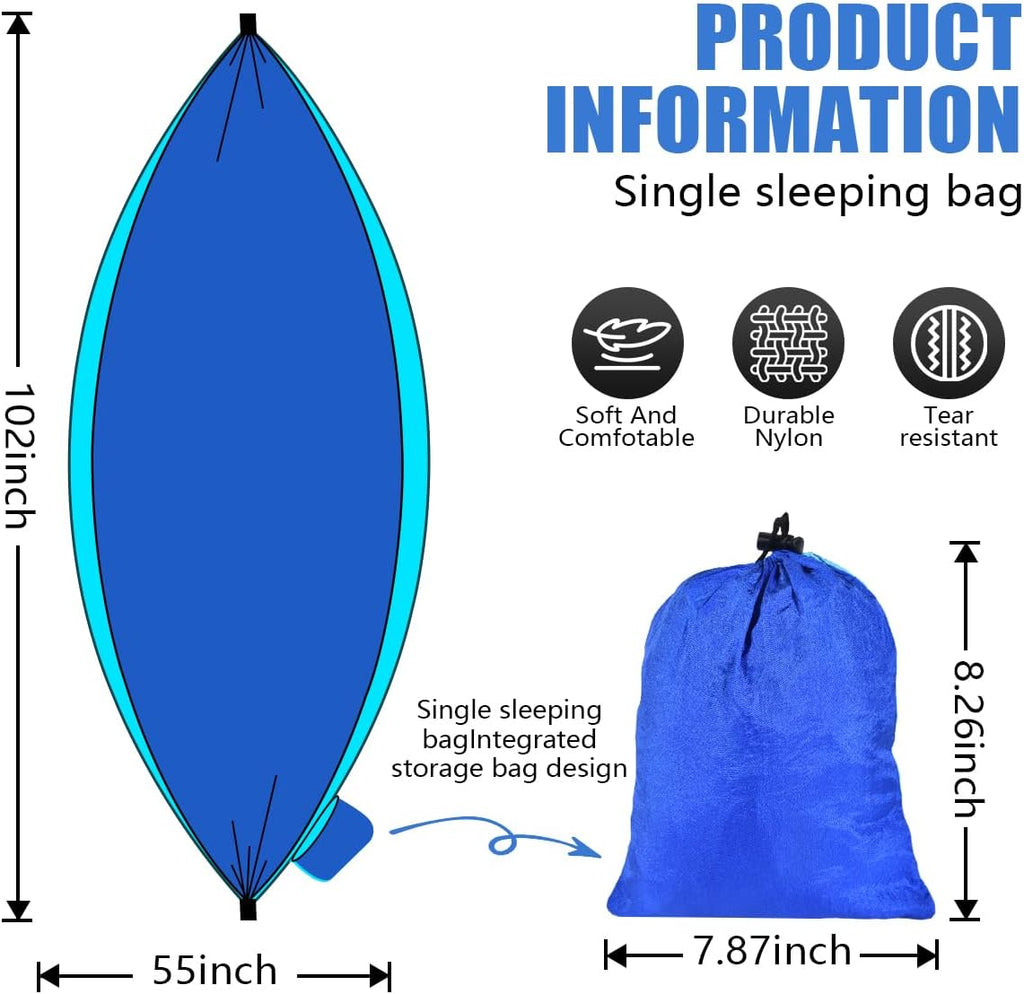 OBTANIM Camping Hammock 500lbs Portable Lightweight Single or Double Hammock with Tree Straps and Carry Bag for Camping Backpacking Hiking Travel Beach Outdoor Indoor (Blue and Dark Blue)