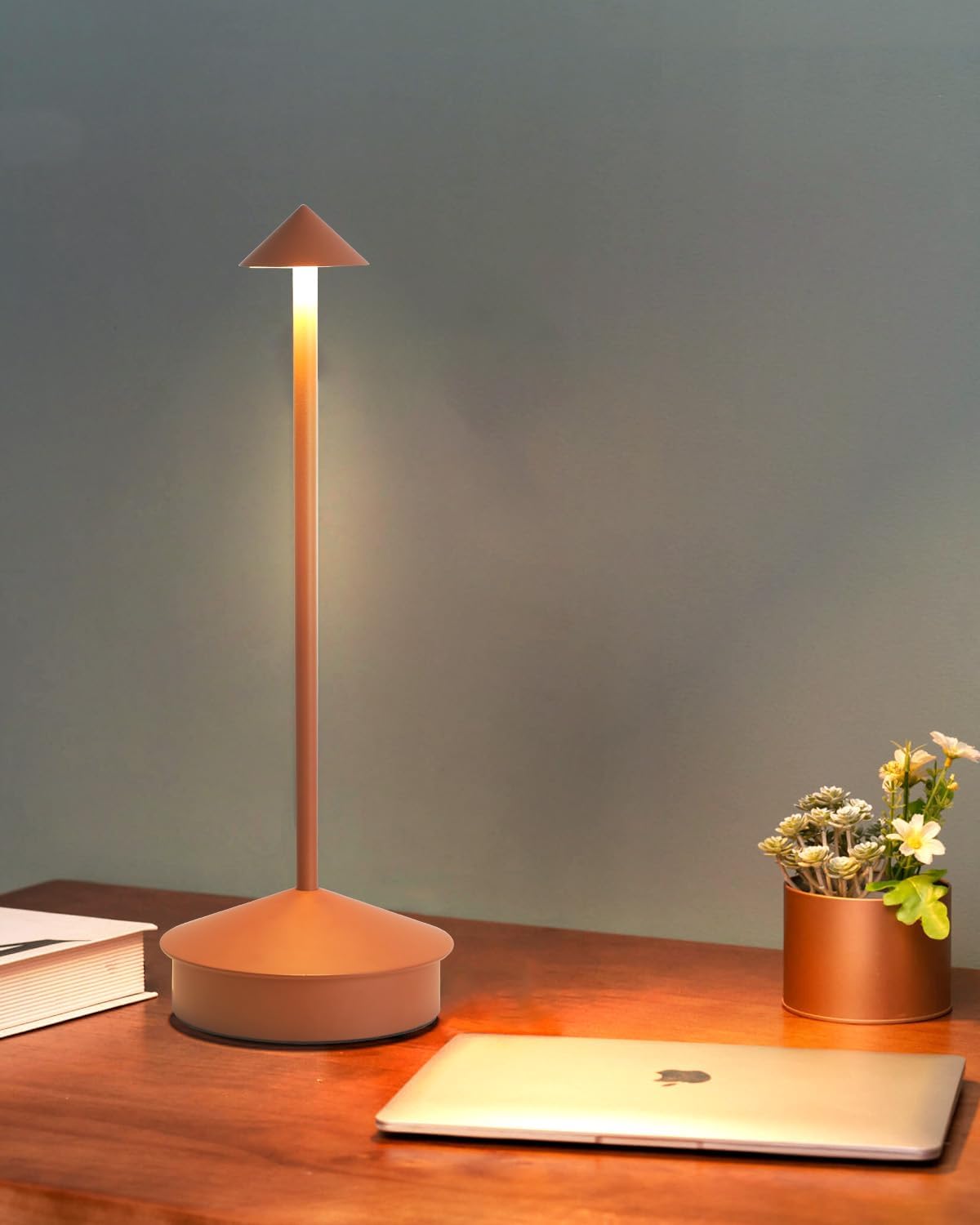 2 Pack Aluminum Cordless Table Lamp, 6000mAh Rechargeable Table Lamps, Portable Touch LED Lamp, Outdoor Waterproof Dimmable Cordless Rechargeable Table Lamps for Restaurant/Patio-(Brown)