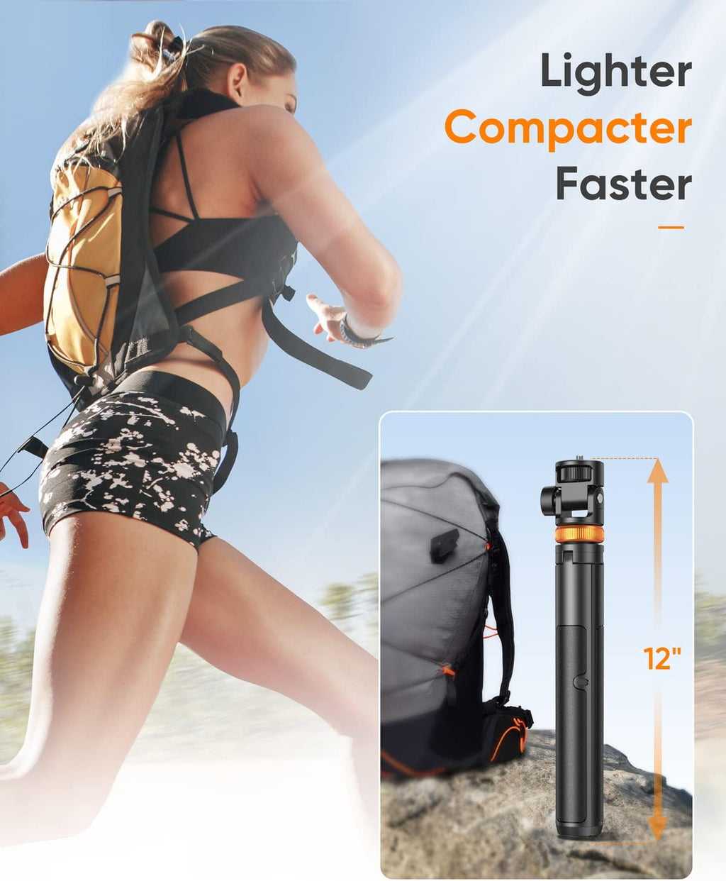 EUCOS 62" Two Sets Phone Tripod, Selfie Stick Tripod with Remote & Lightweight Design, Compatible with Action Camera & Smartphones (2.2" to 3.6")