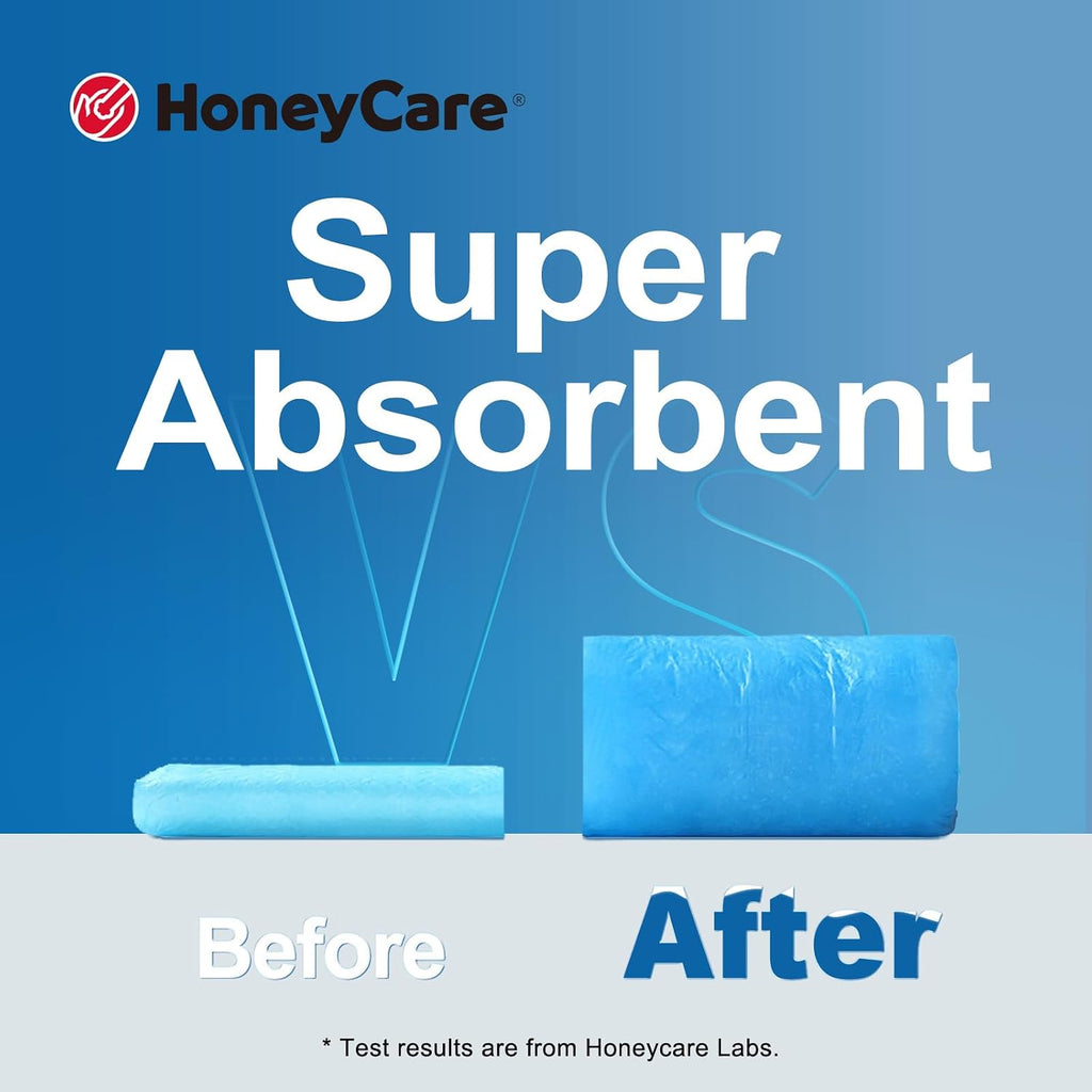 HONEY CARE All-Absorb, X-Large 28" x 34", 40 Count, Dog and Puppy Training Pads, Ultra Absorbent and Odor Eliminating, Leak-Proof 5-Layer Potty Training Pads with Quick-Dry Surface, Blue