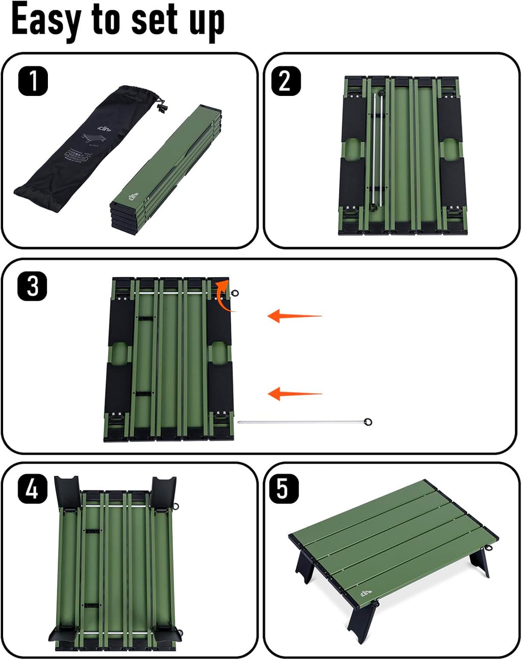 iClimb Ultralight Compact Mini Folding Alu. Table (Green - S)
