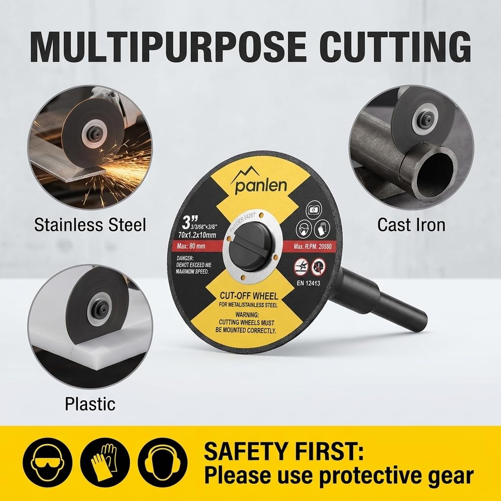 3inch 10 Pack Die Grinder Cutting Disc and Mounting Mandrel Kit 1/4" 3/8" Arbor