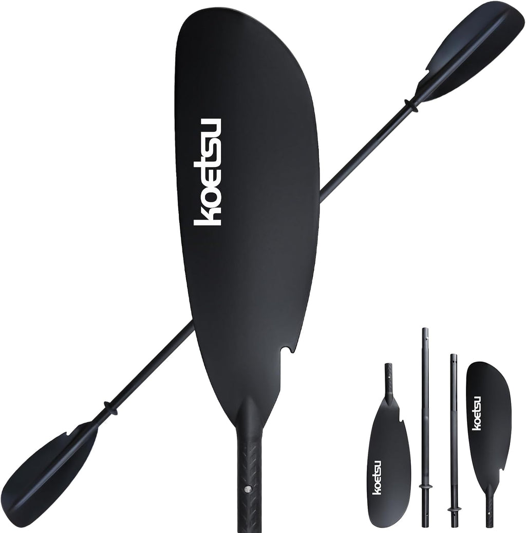 KOETSU Kayak Paddle Aluminum 4-Piece Adjustable Double-Sided Paddle with Replaceable Blades, Lightweight & Floating, for Recreational & Fishing Kayaks