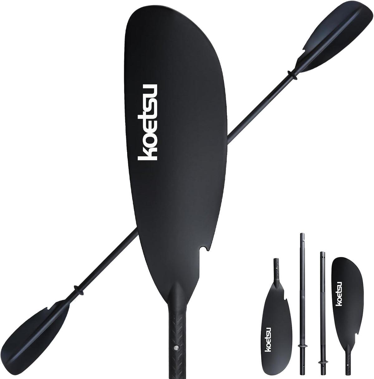 KOETSU Kayak Paddle Aluminum 4-Piece Adjustable Double-Sided Paddle with Replaceable Blades, Lightweight & Floating, for Recreational & Fishing Kayaks