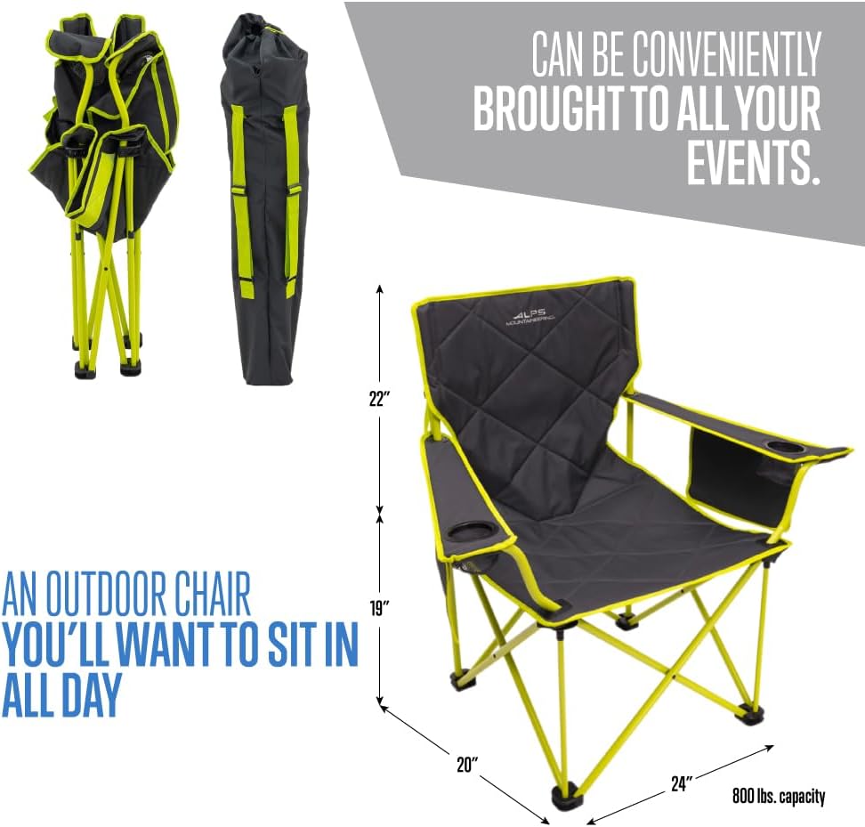 ALPS Mountaineering King Kong Camping Chairs for Adults with Mesh Cup Holders and Pockets, Built Durable and Reliable with Compact Foldable Steel Frame