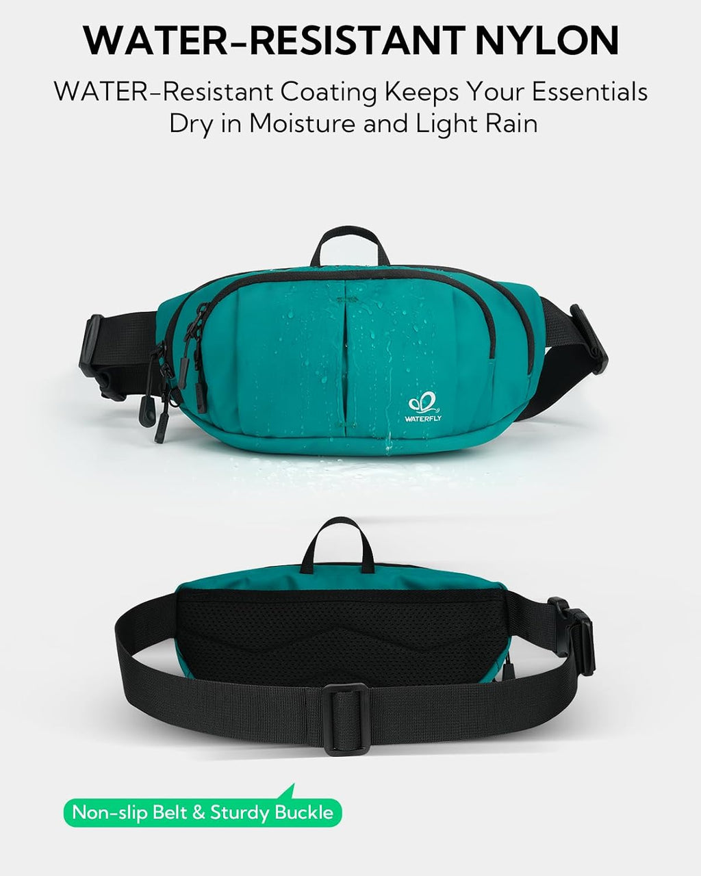 WATERFLY RFID Crossbody Fanny Pack 2.5L Waist Packs for Woman Man
