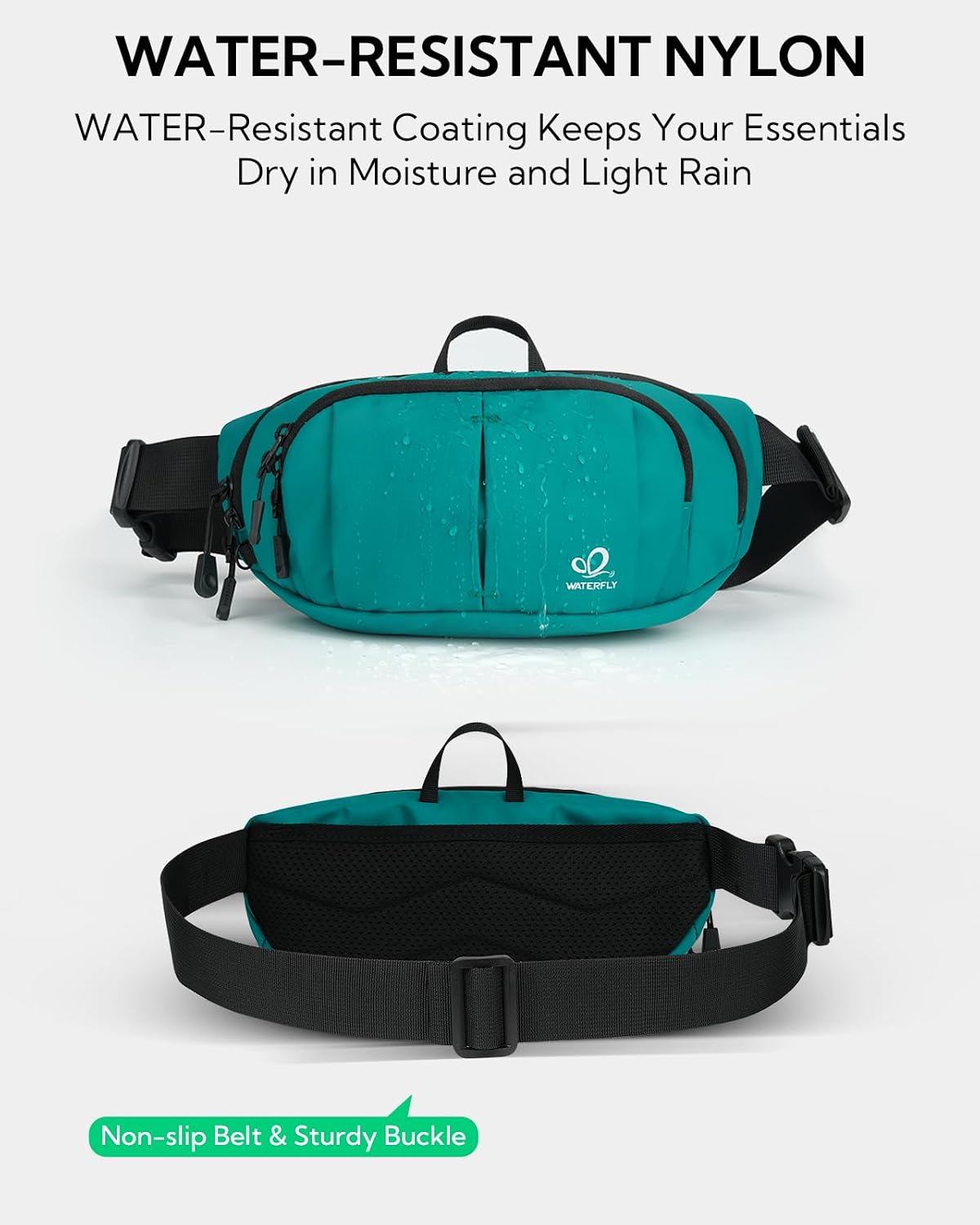 WATERFLY RFID Crossbody Fanny Pack 2.5L Waist Packs for Woman Man