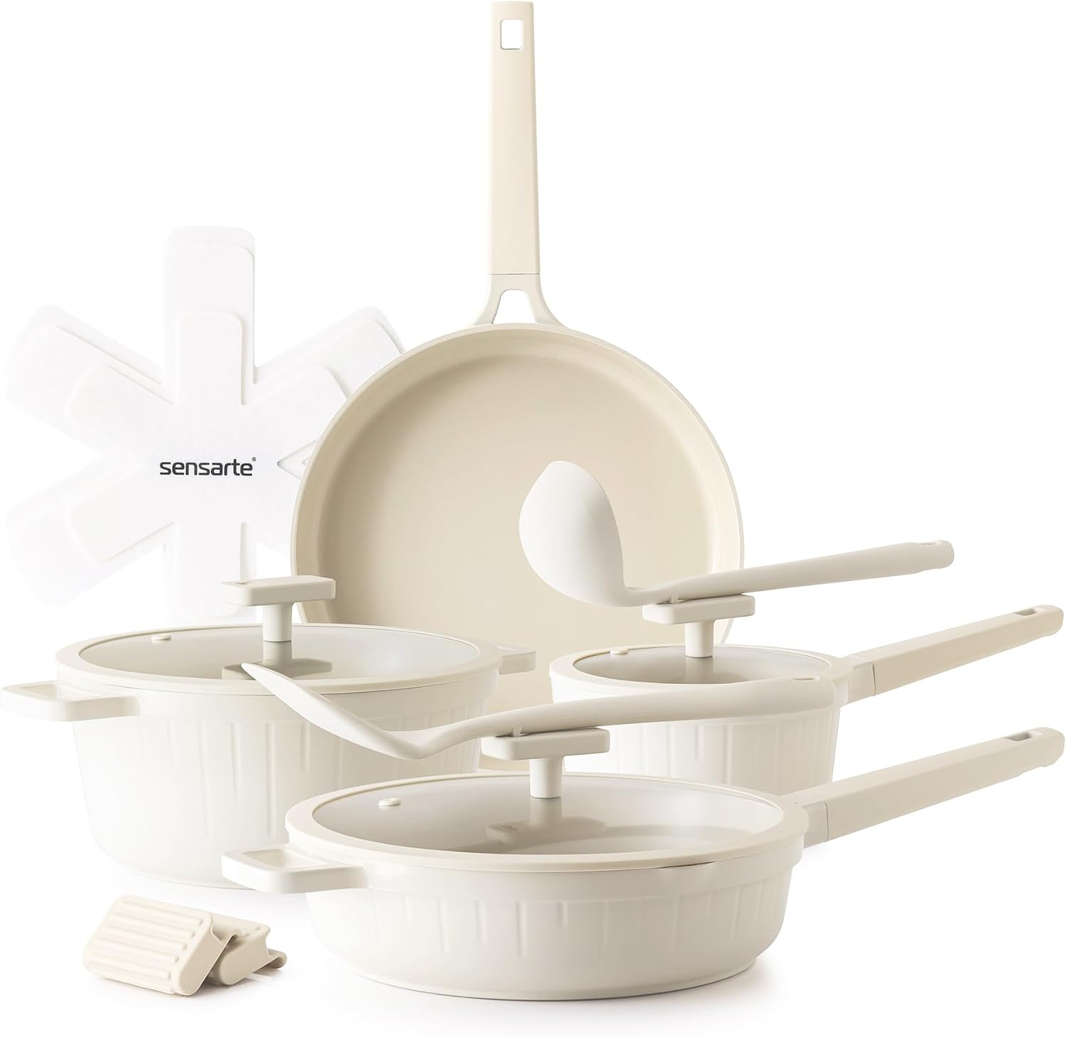 SENSARTE 14Pcs Pots and Pans Set Non Stick, Ceramic Cookware Set Non toxic