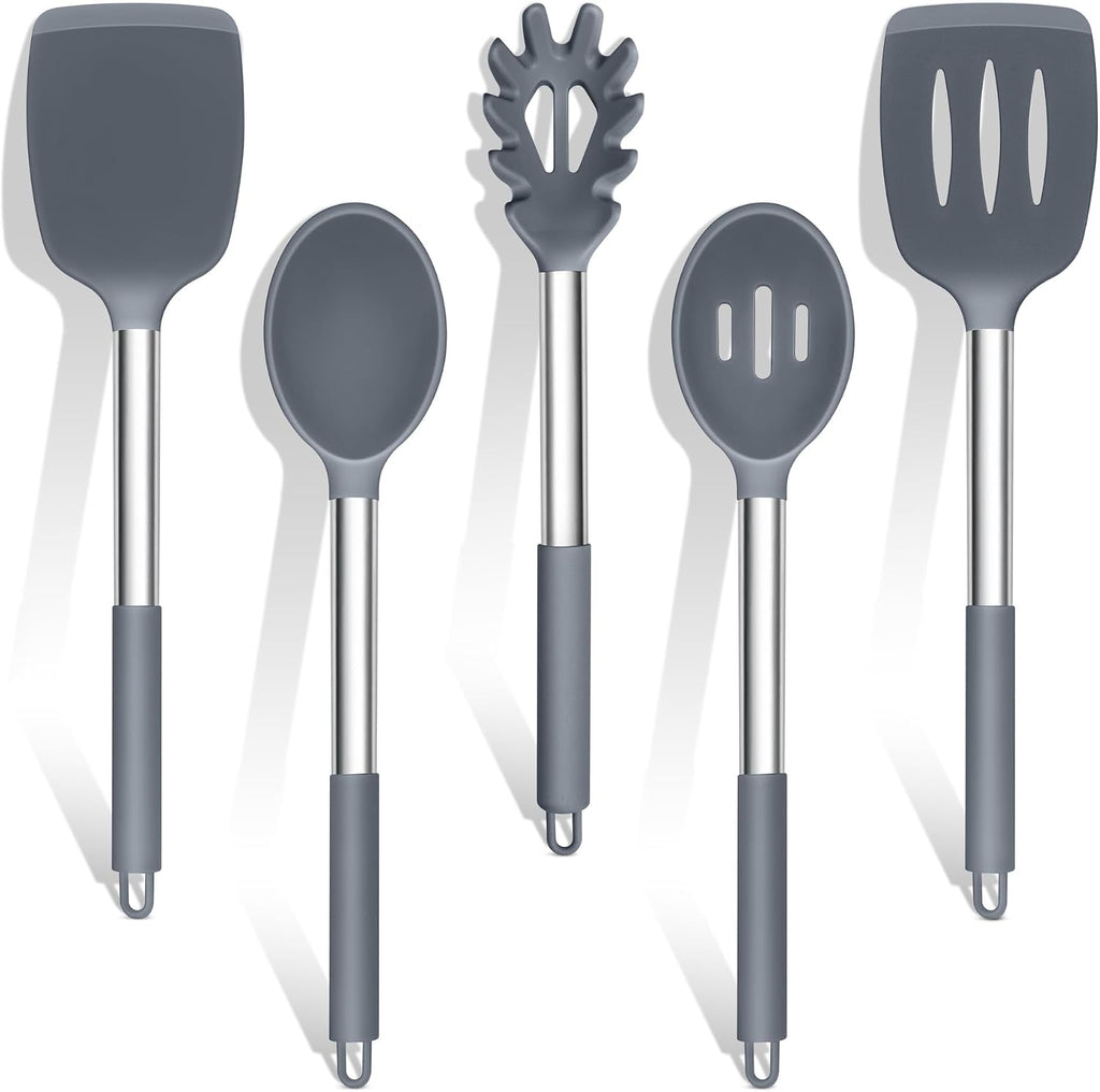 TeamFar Silicone Cooking Utensils Set, 5 PCS Heat-Proof Kitchen Utensils