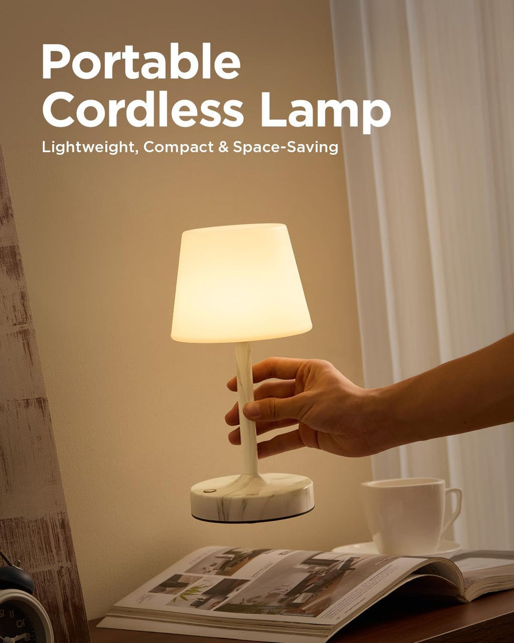 IP65 Waterproof Rechargeable Shower Lamp, Cordless Bathroom Touch Lamps