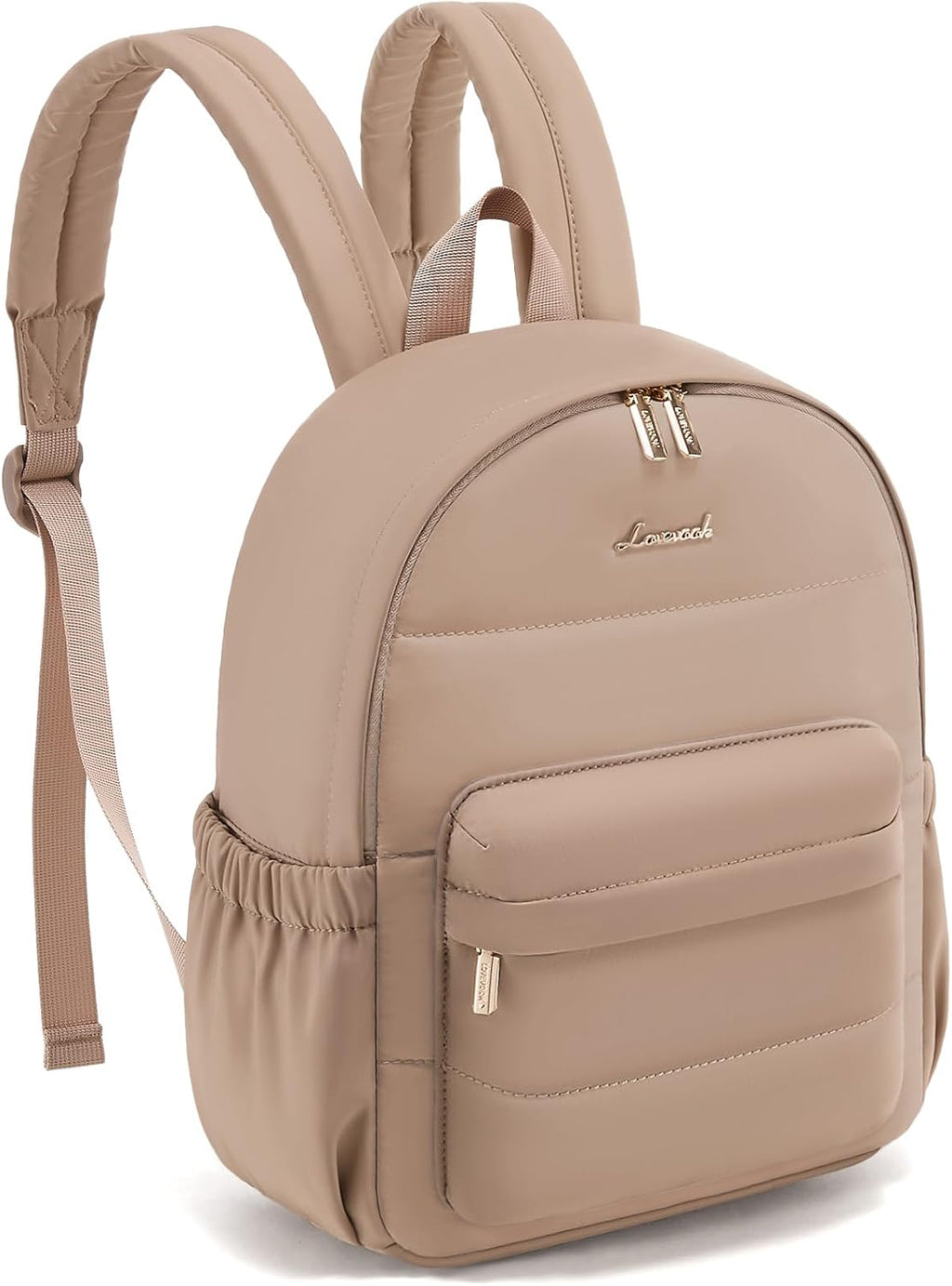 LOVEVOOK Mini Backpack Purse for Women, Small Puffer Lightweight Backpack, Casual Daily Daypack Purse for Women, back pack with Anti-theft Pocket for Travel-Khaki