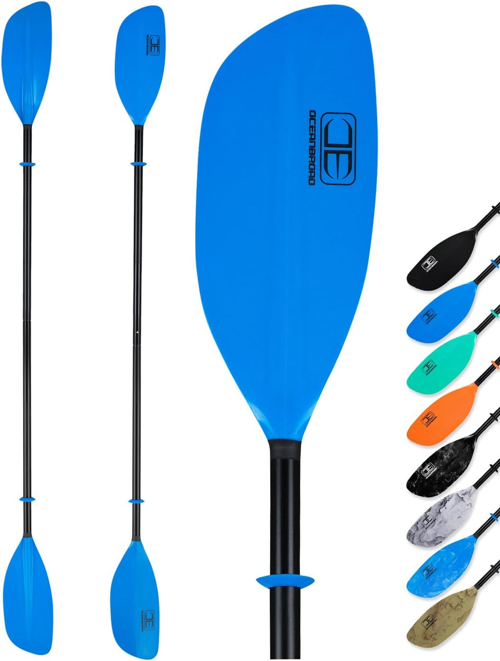 OCEANBROAD Kayak Paddle 86in/218cm, 90.5in/230cm Alloy Shaft 2-Piece Floatable Kayak Oar for Kayaking Canoeing Boating