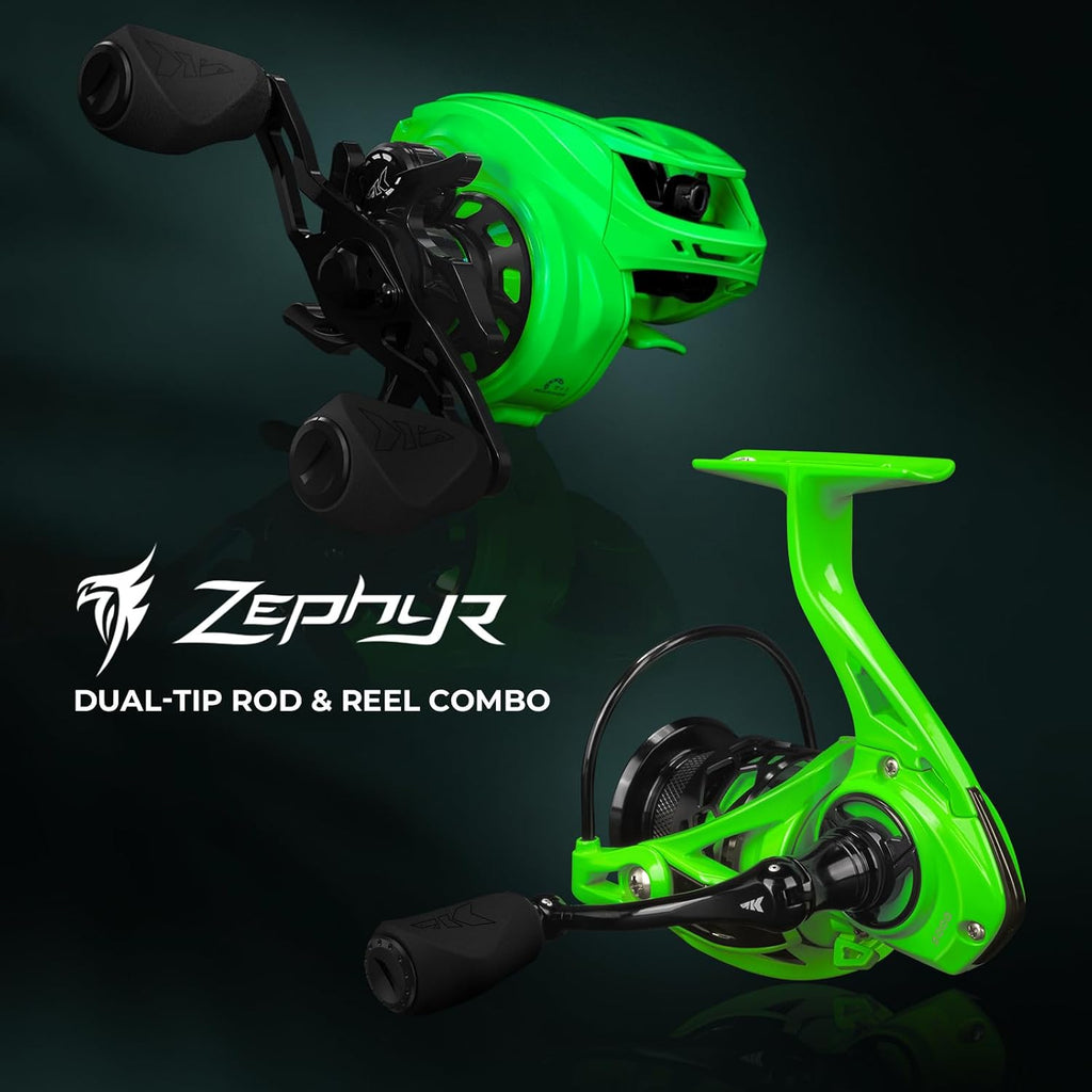 KastKing Zephyr Dual-Tip Baitcaster & Spinning Fishing Rod and Reel Combo