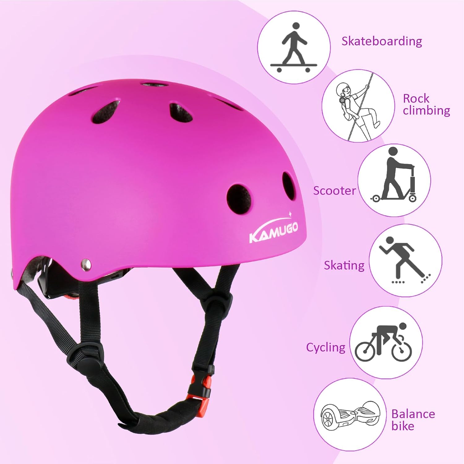 KAMUGO Kids Adjustable Helmet, with Sports Protective Gear Set Knee Elbow Wrist Pads for Toddler Age 2-8 Boys Girls, Bike Skateboard Hoverboard Scooter Rollerblading Helmet Set