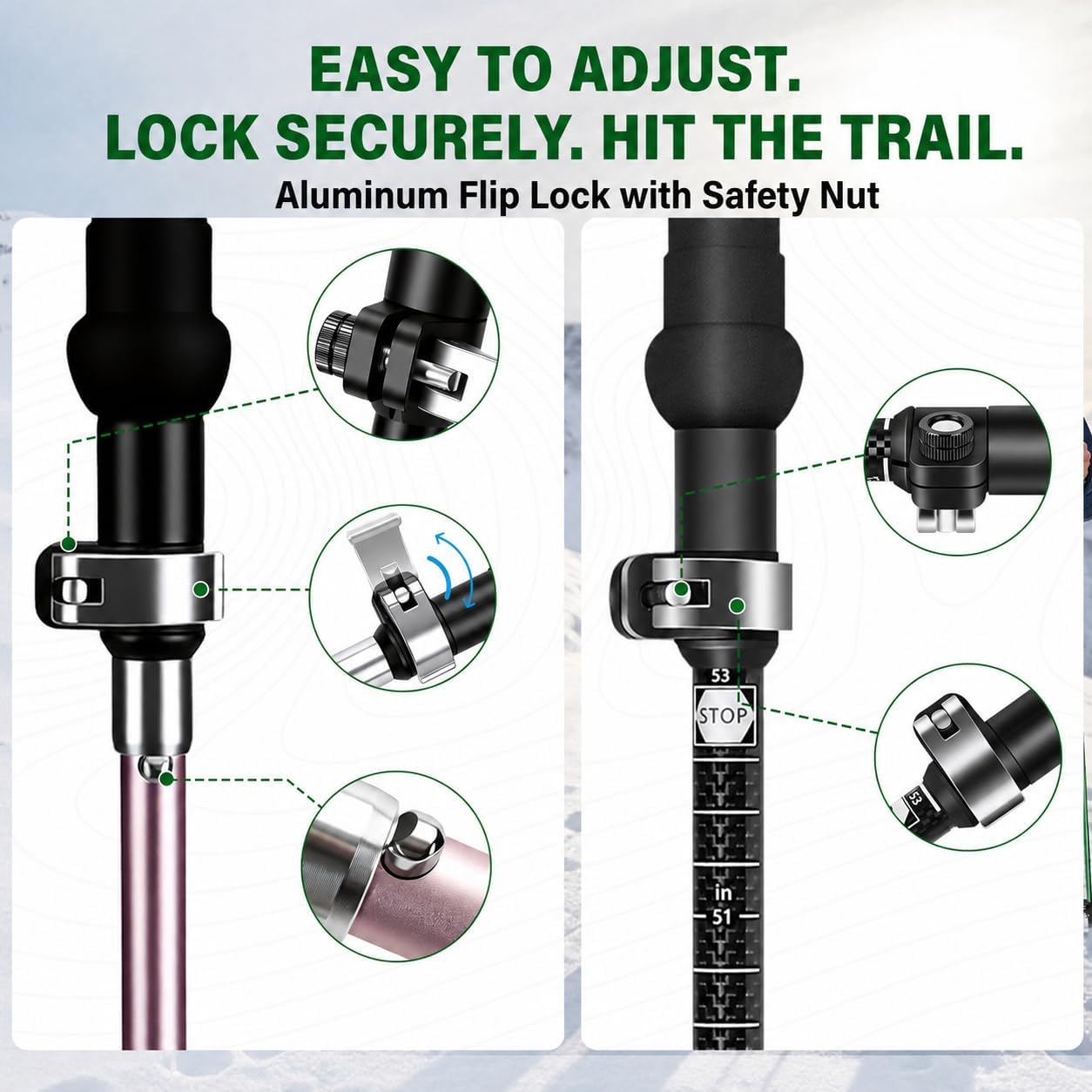 Folding Trekking Poles, Compact 13.8-Inch Hiking Poles 2-Pack