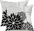 DFXSZ Black Grey Floral Outdoor Pillow Covers 18x18 Set of 2 Waterproof