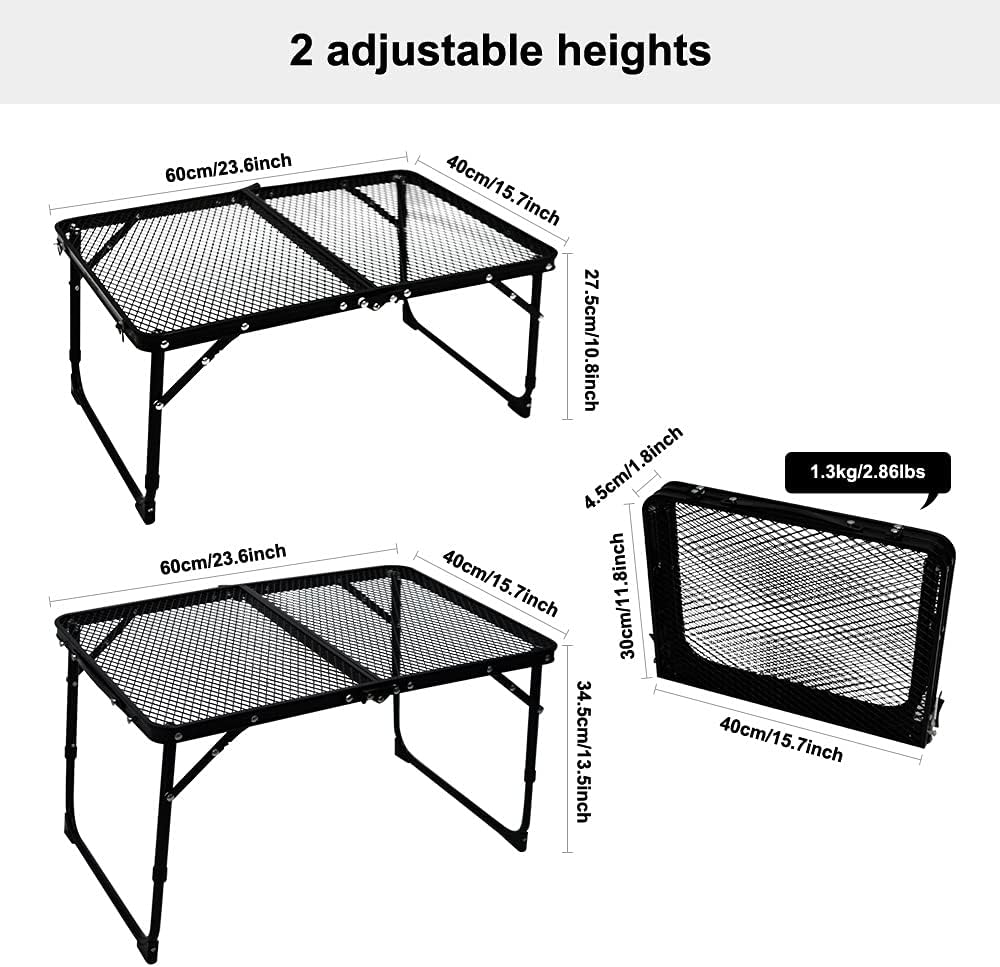 Foldable Camping Table - Small, Portable, Adjustable, Picnic & Beach Table