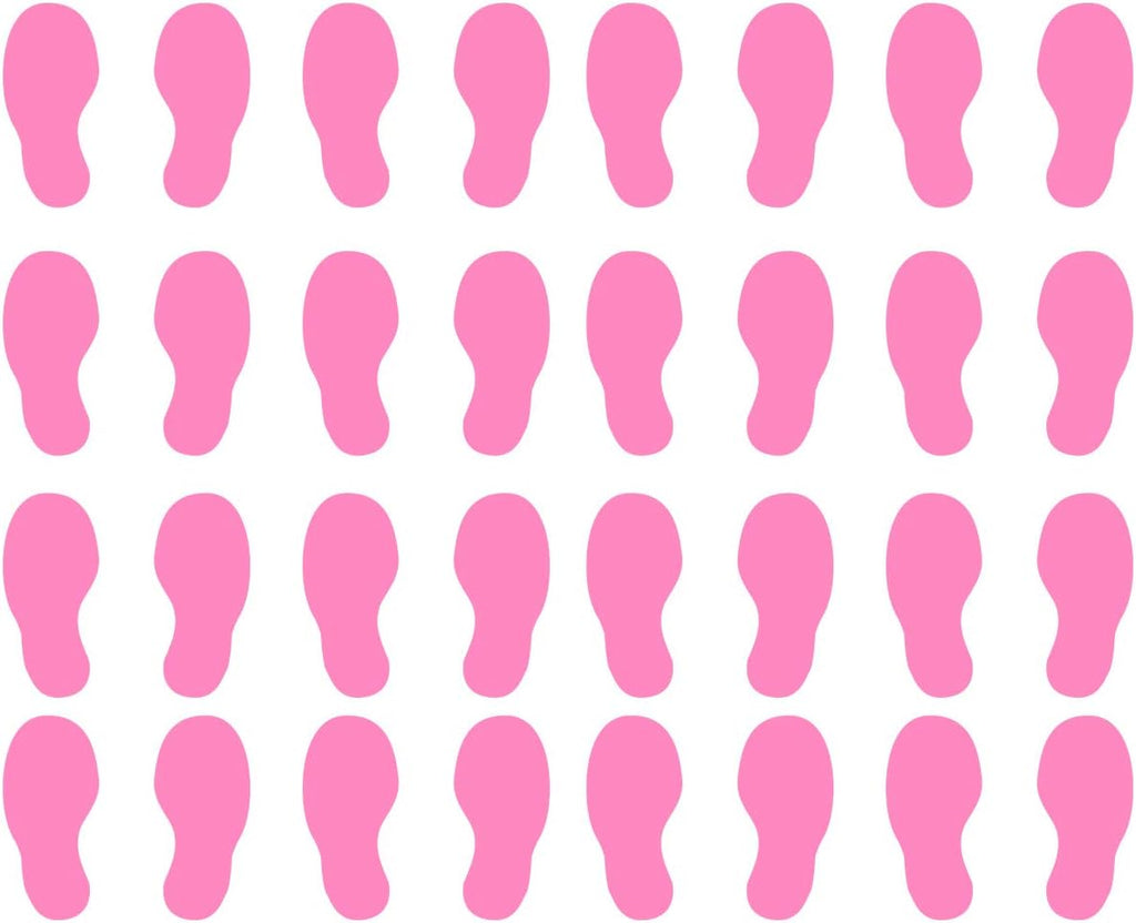 VWAQ Shoe Print Footprint Vinyl Decals - Peel and Stick Floor or Wall Stickers - 32 PCS (Pink)