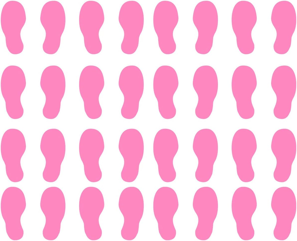 VWAQ Shoe Print Footprint Vinyl Decals - Peel and Stick Floor or Wall Stickers - 32 PCS (Pink)