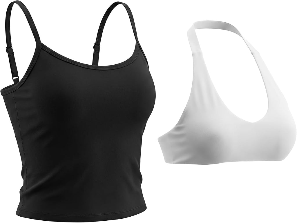 Aoxjox Women's Dual Core Bra & Tank Top Separable 2-Piece Set