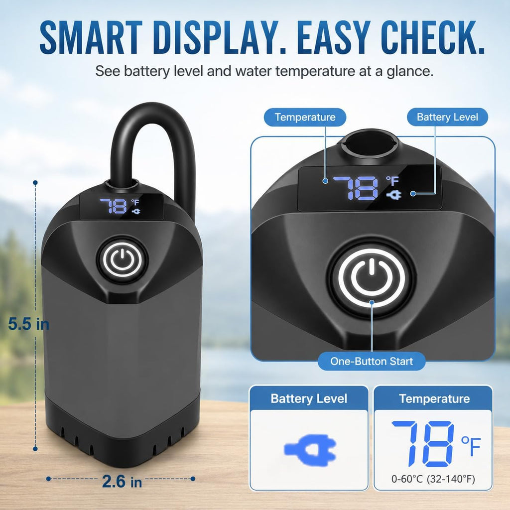 Portable Shower for Camping, 7800mAh Rechargeable Camping Shower