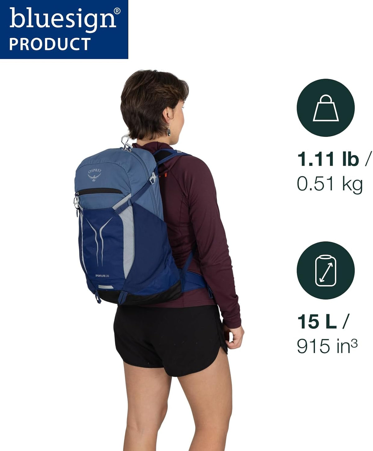 Osprey Sportlite 20L Lightweight Hiking Backpack, Blue OS