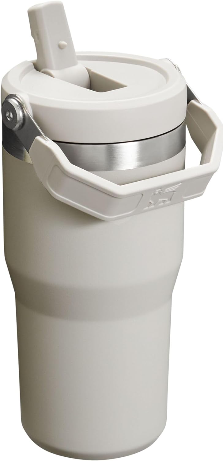 Stanley IceFlow Flip Straw Tumbler with Handle 20 oz | Twist On Lid and Flip Up Straw | Leak Resistant Water Bottle | Insulated Stainless Steel |BPA-Free | Ash
