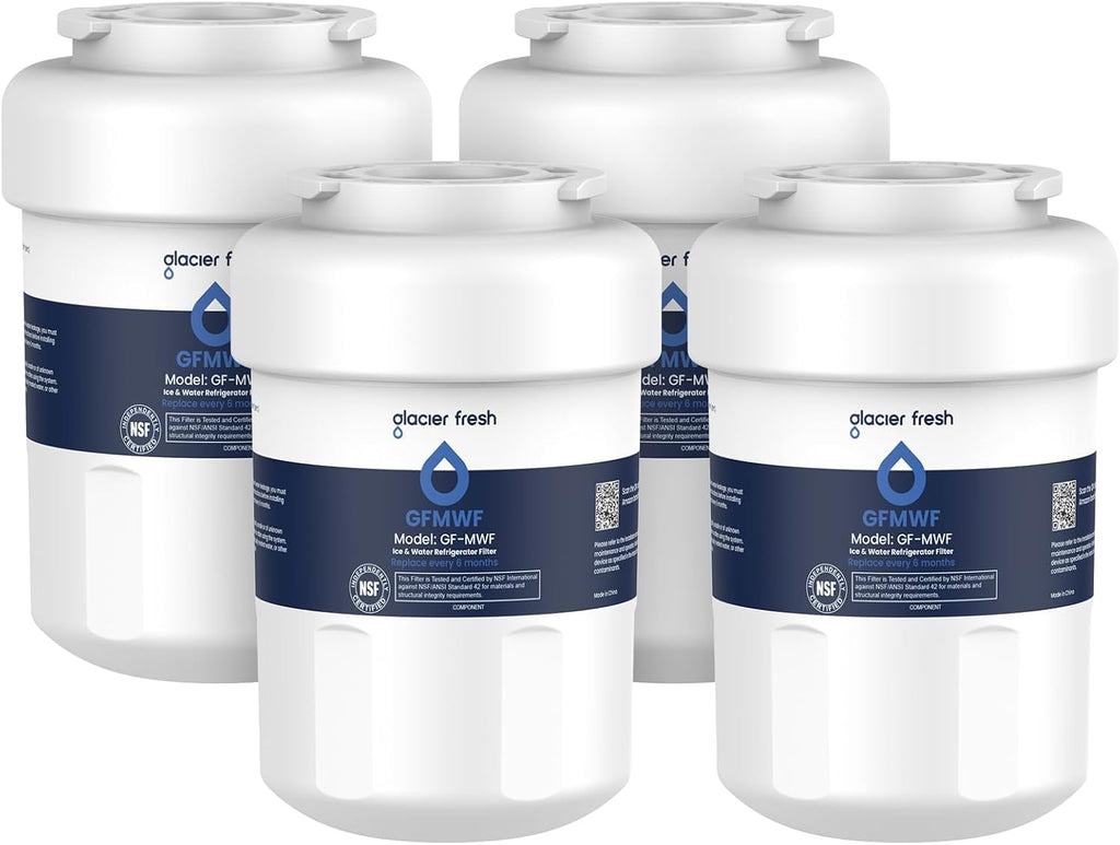 GLACIER FRESH MWF Refrigerator Water Filter Compatible with GE, 4-Pack