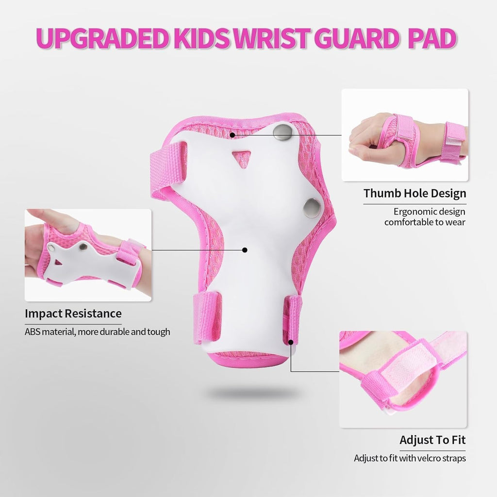 Kids Bike Helmet Set,CPSC Certified with Knee Elbow Wrist Pads Guards,Toddler Adjustable Blue Helmet for Ages 2-14 Girl Child,Sports Protective Gear Set for Bicycle Skate Scooter Rollerblading