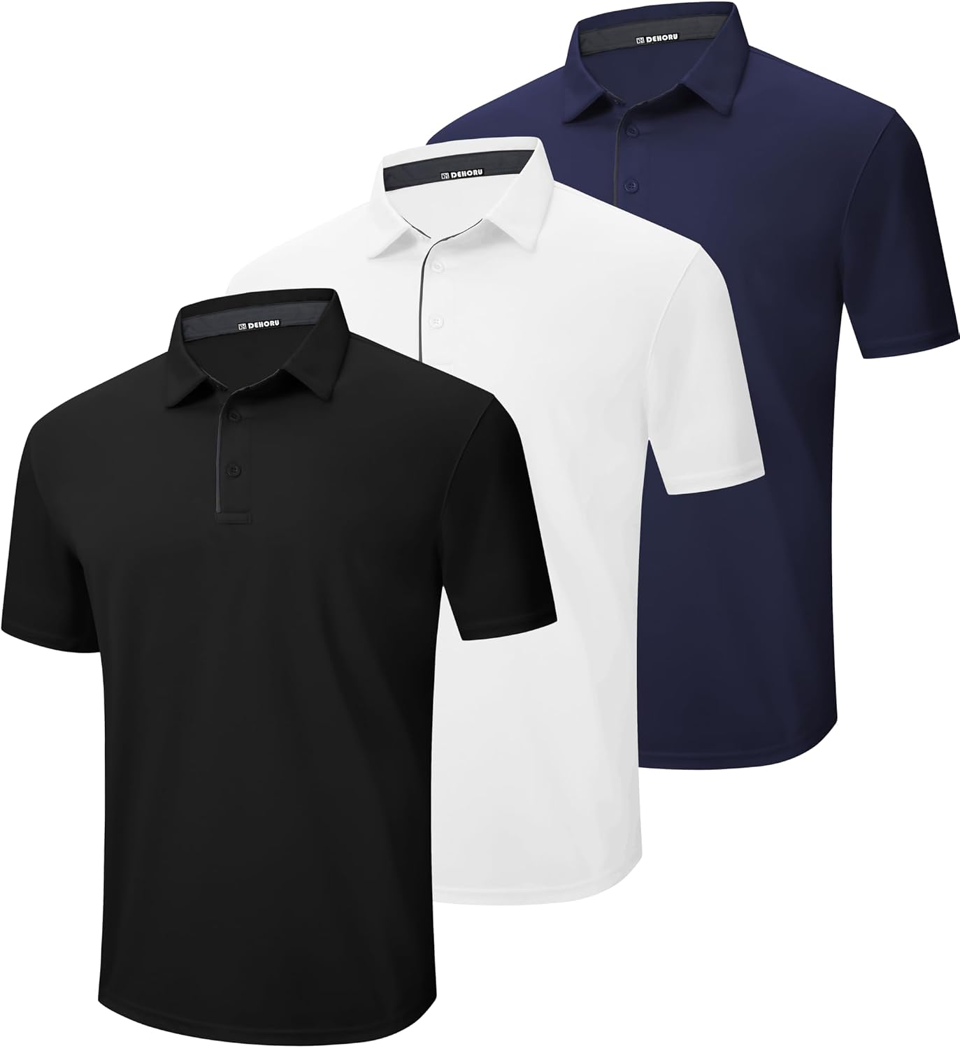 3 Pack Mens Golf Polo Shirt Short Sleeve Quick Dry Moisture Wicking