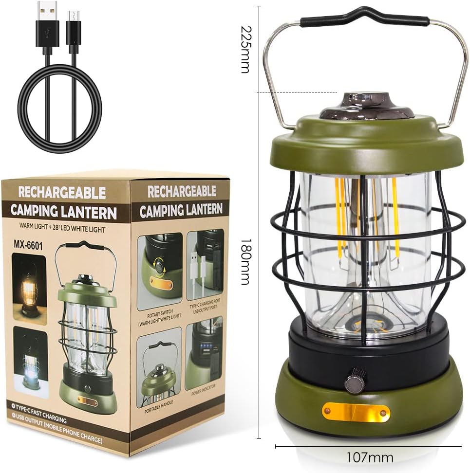Rechargeable Camping Lantern 1500 High Lumens Hurricane Camp Light 2 Modes Portable Electric Tent Lamp Hands-Free Flashlight Lantern,5000 mAh Battery LED Lanterns for Power Outages