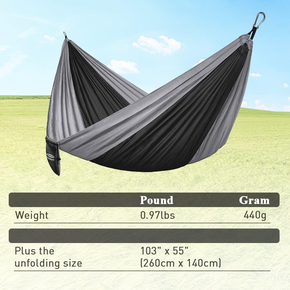 Forbidden Road Camping Hammock 400lbs Capacity Portable Hammock for Outside, Backyard, Travel, Backpacking, Beach