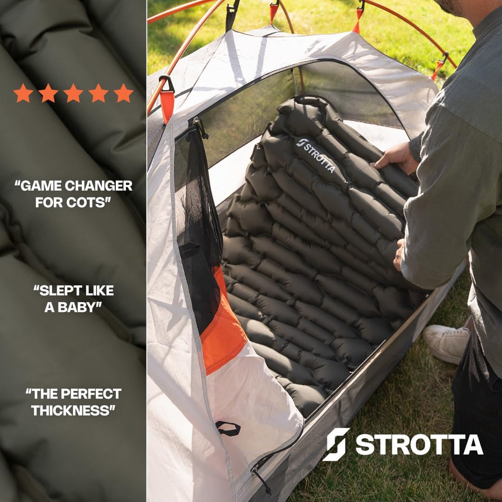 ANGORA BRANDS Inflatable Sleeping Pad for Camping & Backpacking | R-3 Value, 2.1" Thick, 25" Wide | Compact Lightweight Sleeping Mat for Hiking, Travel & Outdoor Use