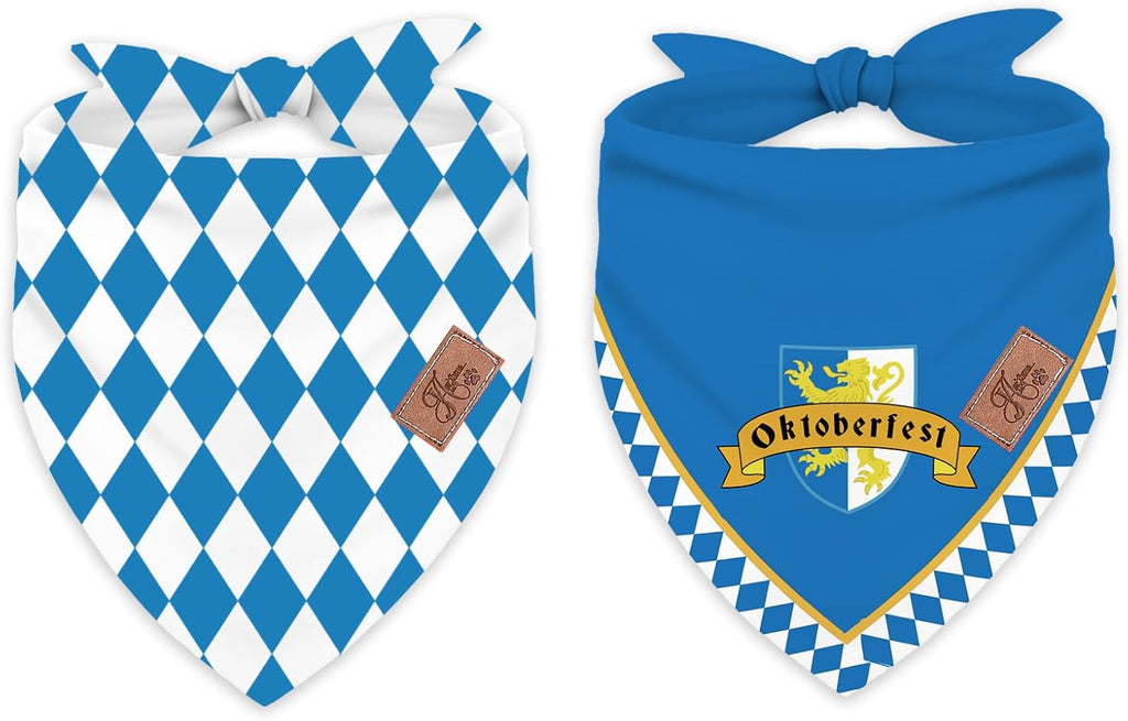 JarThenaAMCS 2Pcs Oktoberfest Dog Bandana German Bavarian Beer Triangle Pet Scarf Adjustable Pet Neckerchief for Medium Large Dog Cat Birthday Costume Accessories