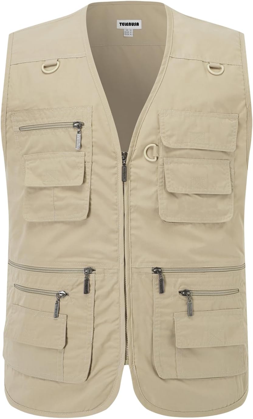 Men's Outdoor Vest Summer Fishing Vest Utility Lightweight Travel Safari Photography Casual Gilet with Multi Pockets
