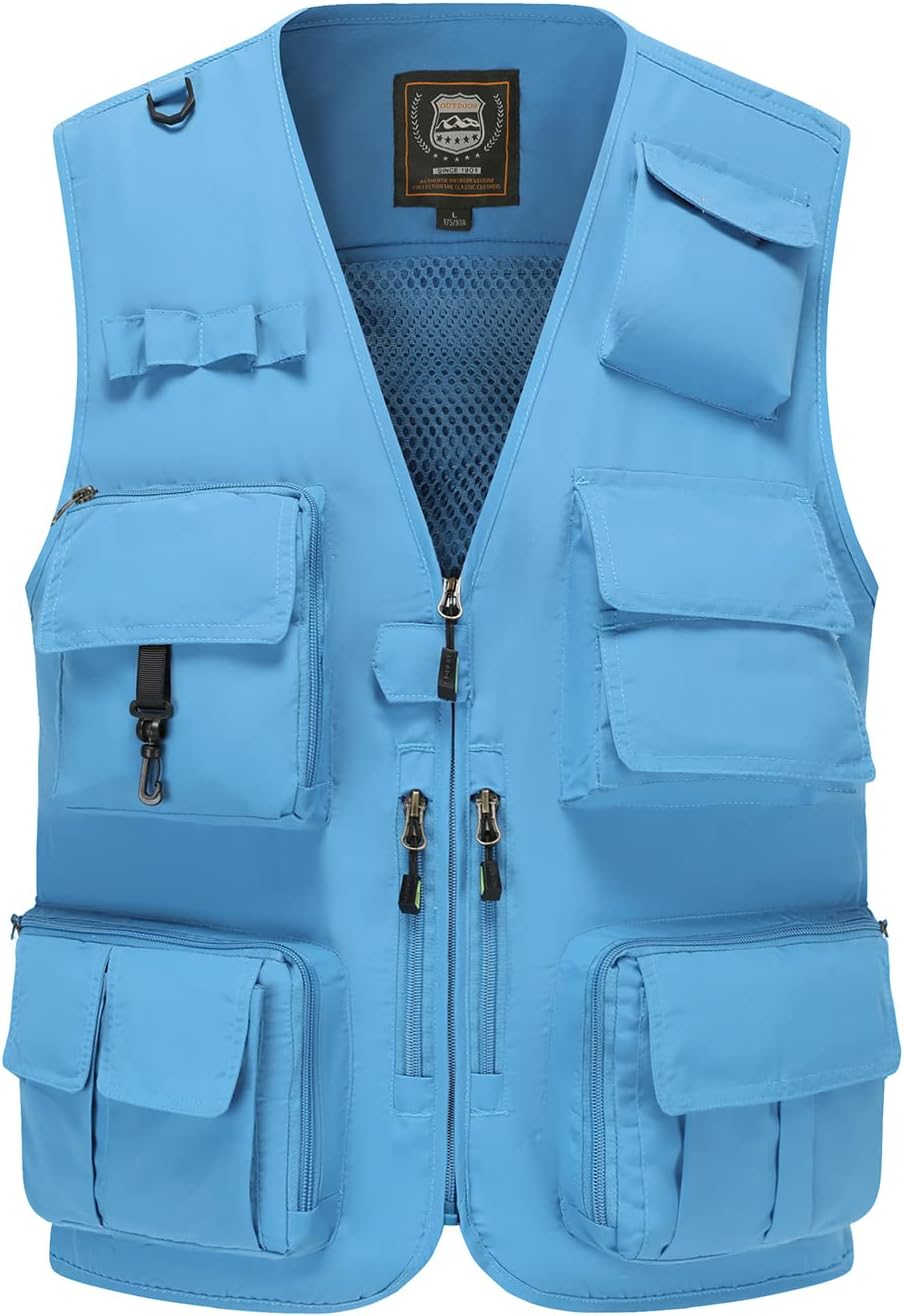 Hbufnha Outdoor Fishing Hunting Vest Multi Pockets Work Cargo Jacket