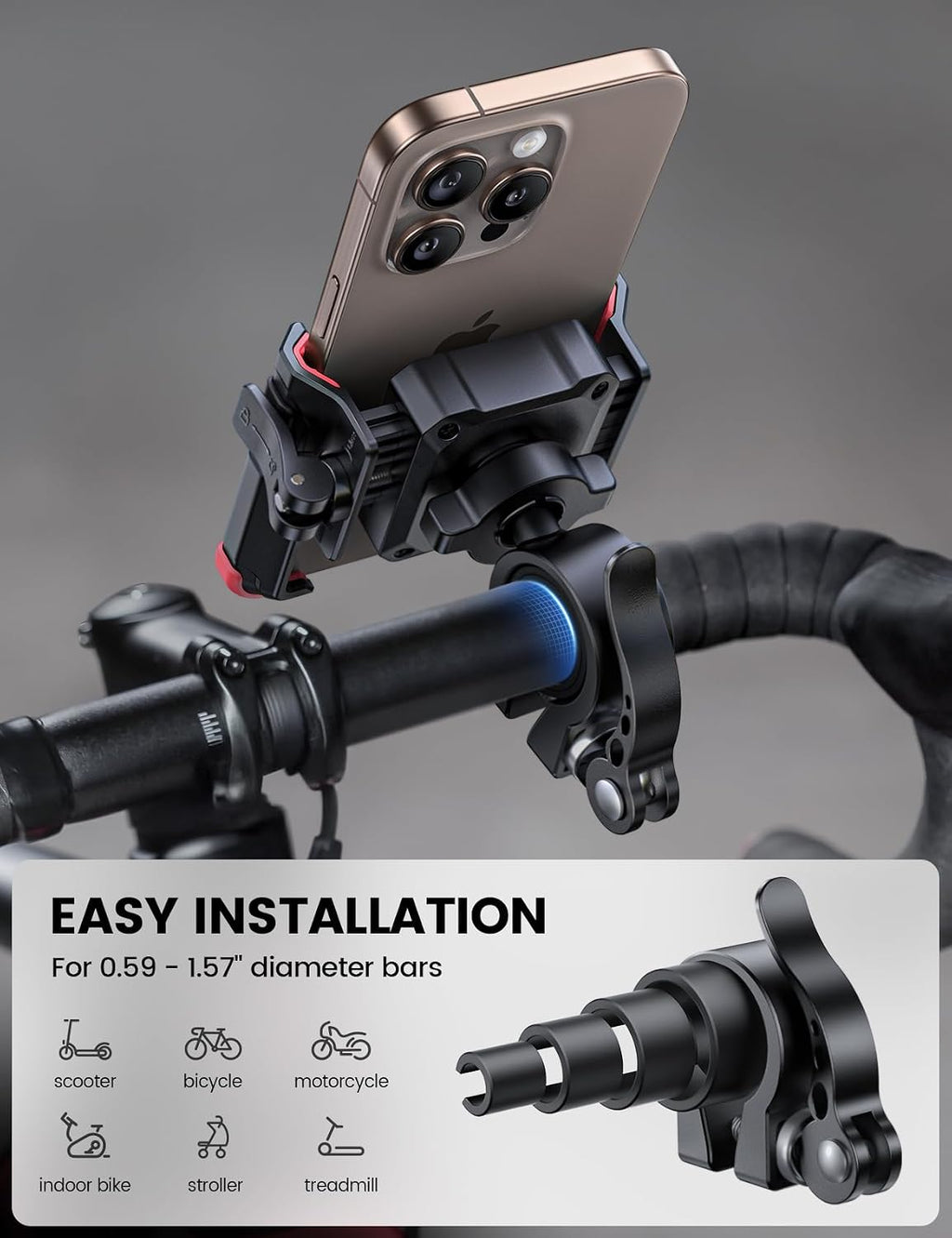 Lamicall Motorcycle Bike Phone Mount, 1s Lock Bike Phone Holder