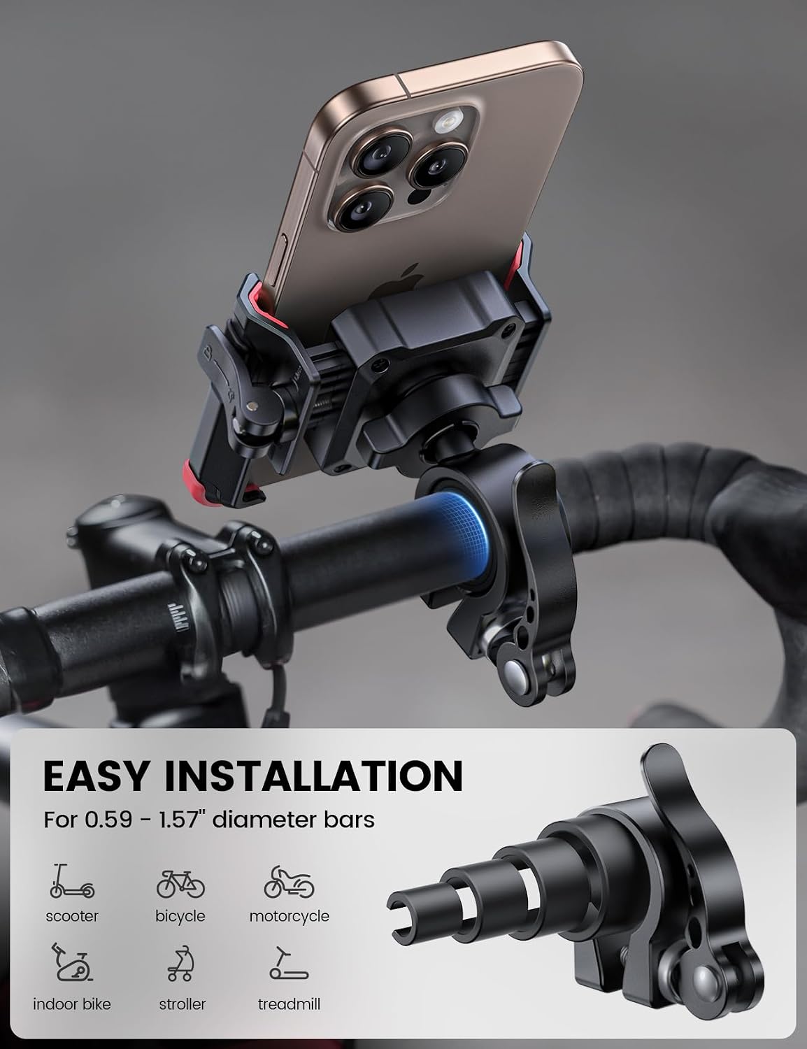Lamicall Motorcycle Bike Phone Mount, 1s Lock Bike Phone Holder