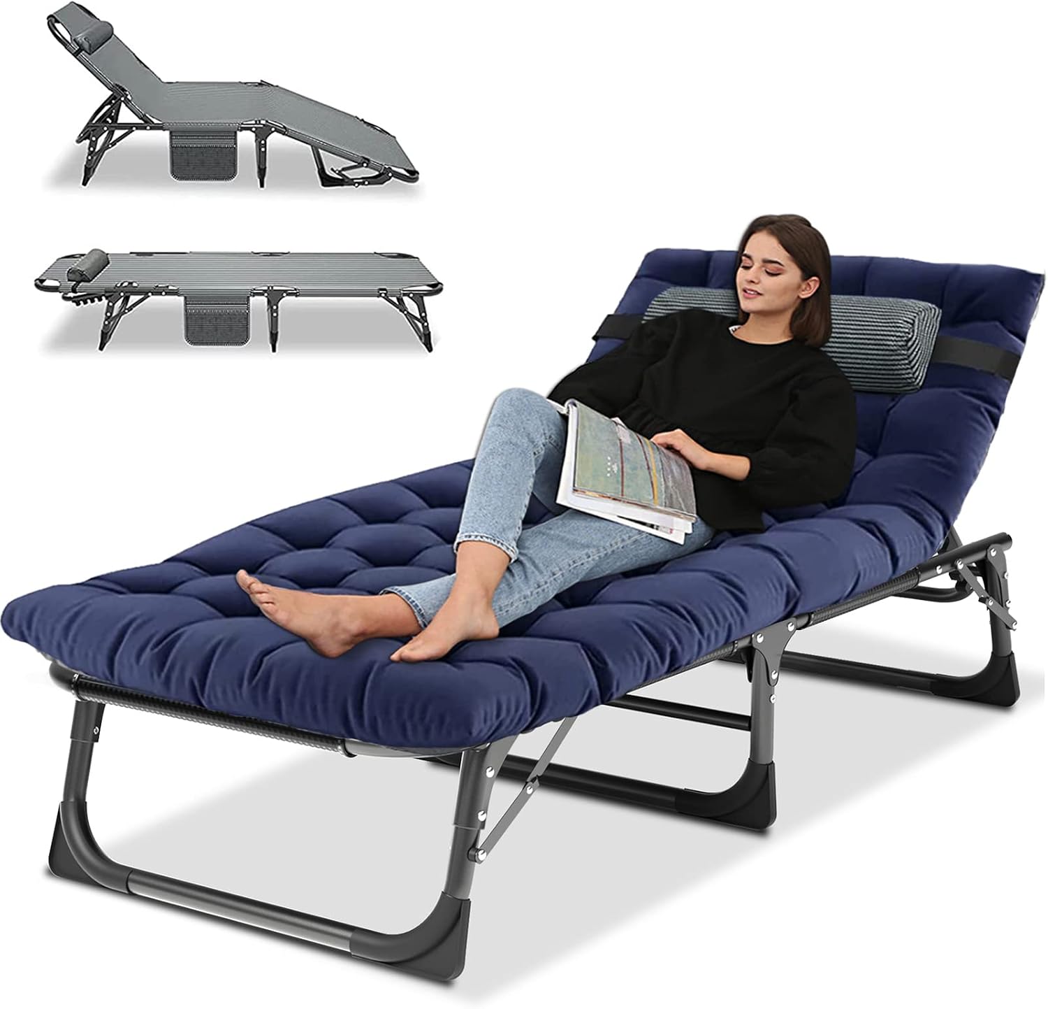 LILYPELLE Portable Folding Camping Cot with Mattress and Pillow for Adults