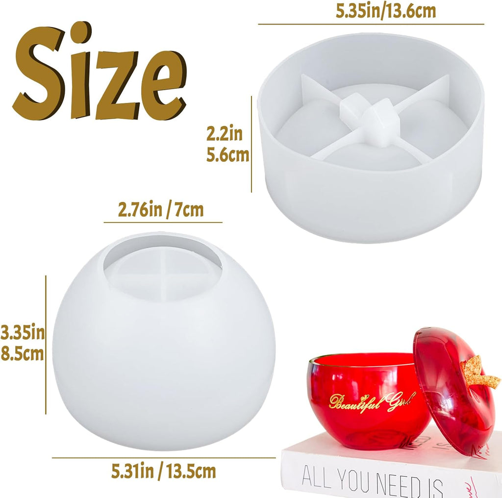 5“ Large Apple Jar Resin Mold, Jar Mold Christmas Epoxy Resin Mold with Lid
