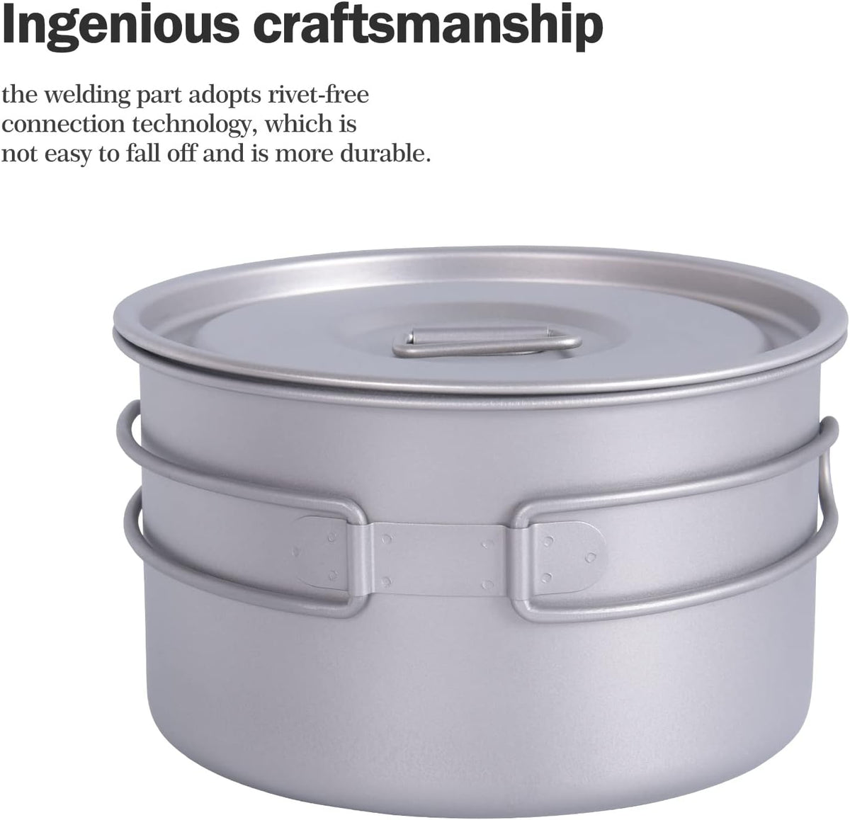 iBasingo 1.2L Titanium Pot Camping Cookware with Lid Ti2106C