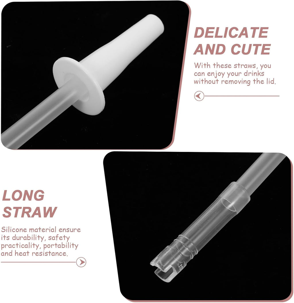 BESPORTBLE 5 Sets Reusable Sports Water Bottle Straws with Silicone Connector and PP Tube Straight Replacement for Household Bottles Portable Drink Dispenser Accessories