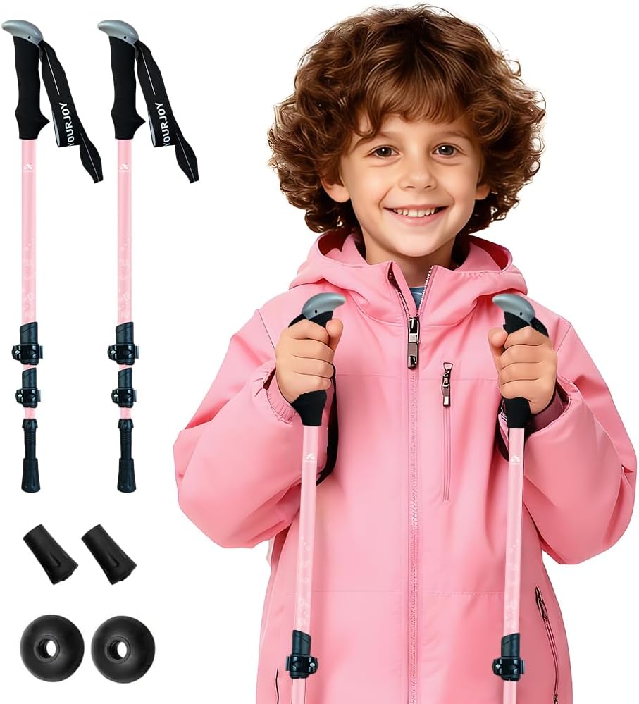 Hiking Trekking Poles for Kids, 2 Pack Anti Shock, Adjustable, Collapsible Hiking Poles for Trekking or Walking, Lightweight Aluminum Sticks